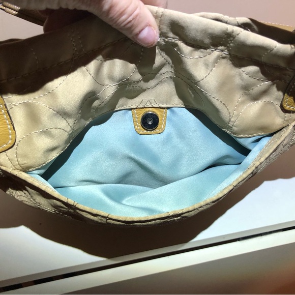 Authentic Coach Matte Gold Fabric Satchel with Shoulder Straps, Zipper Close - Picture 8 of 15